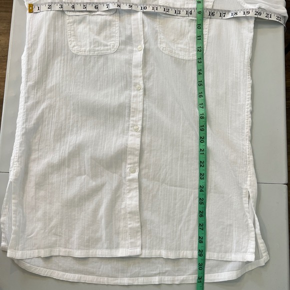 Lauren Ralph Lauren White Cotton Button Down Tunic Shirt Small roll tab *flaw - Picture 13 of 14